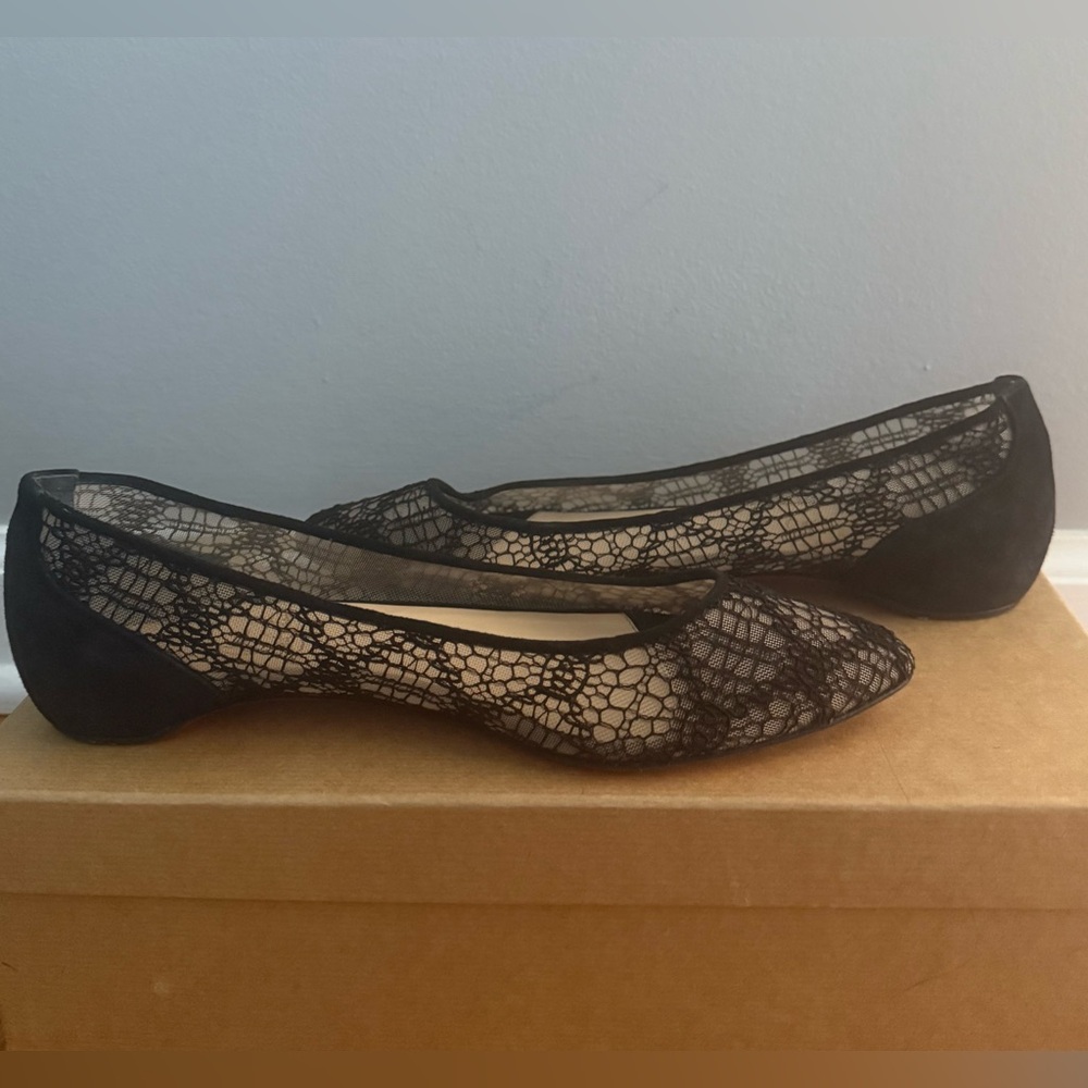 Christian Louboutin Black Lace Flats